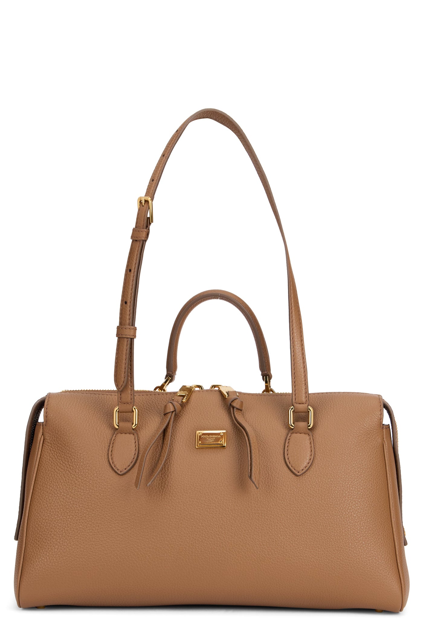 Dolce & Gabbana Structured Calfskin Tote Bag — Caramel