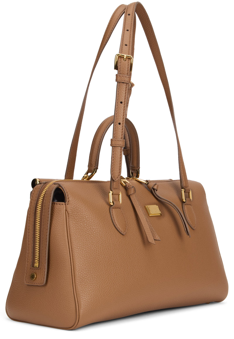 Dolce & Gabbana Structured Calfskin Tote Bag — Caramel