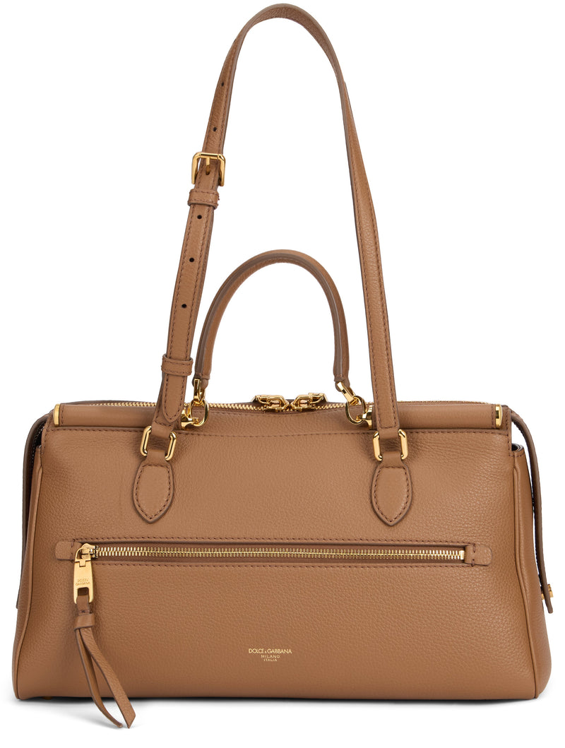 Dolce & Gabbana Structured Calfskin Tote Bag — Caramel