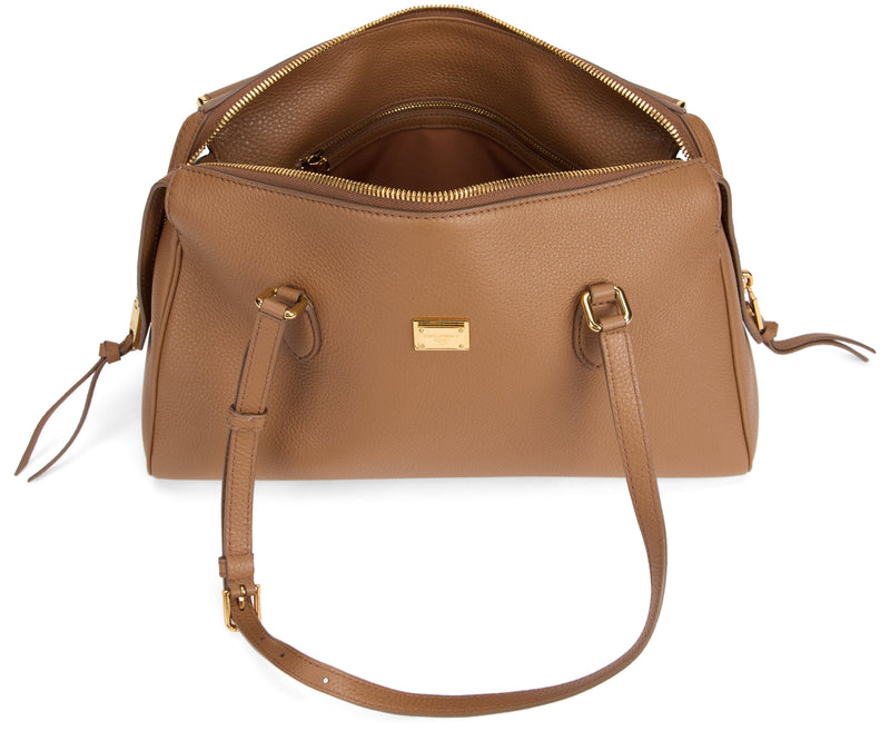 Dolce & Gabbana Structured Calfskin Tote Bag — Caramel