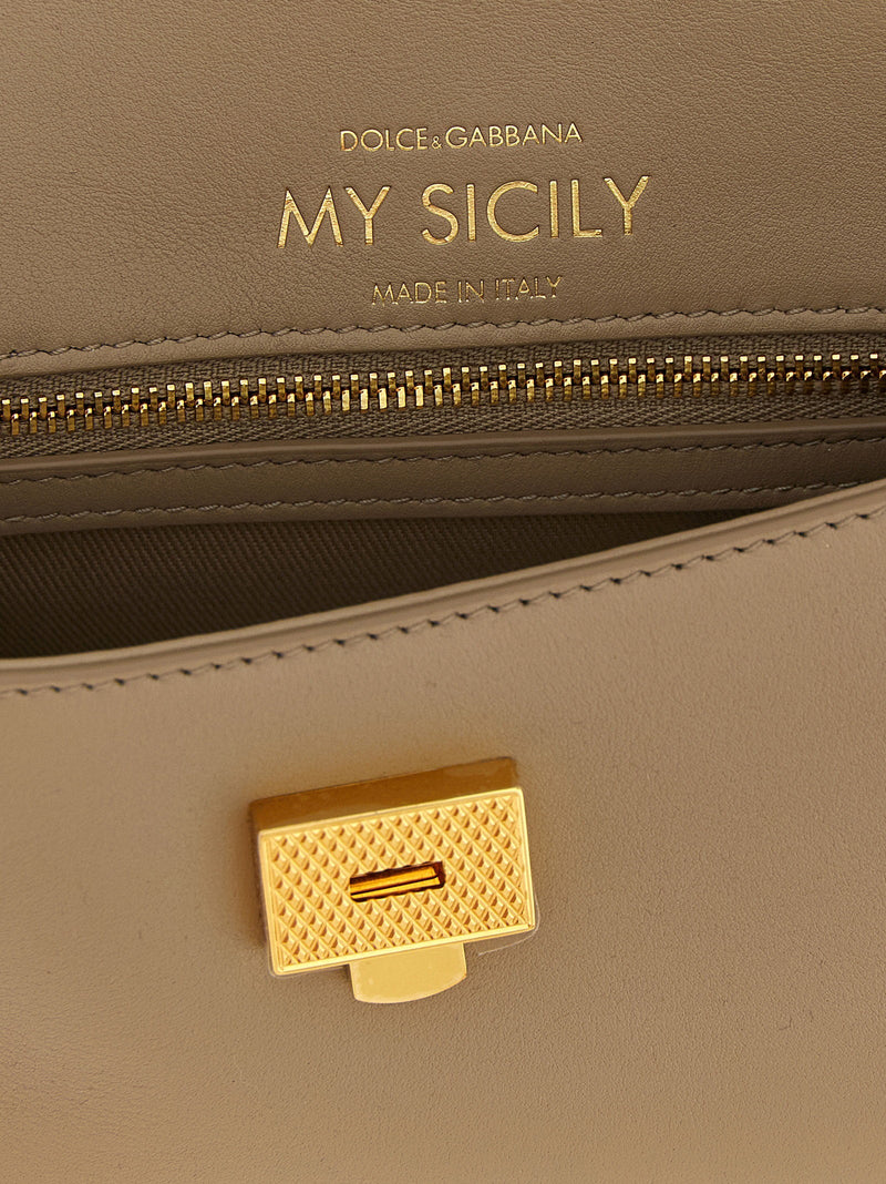 Dolce & Gabbana My Sicily Top Handle Bag — Beige Smooth Calf Leather
