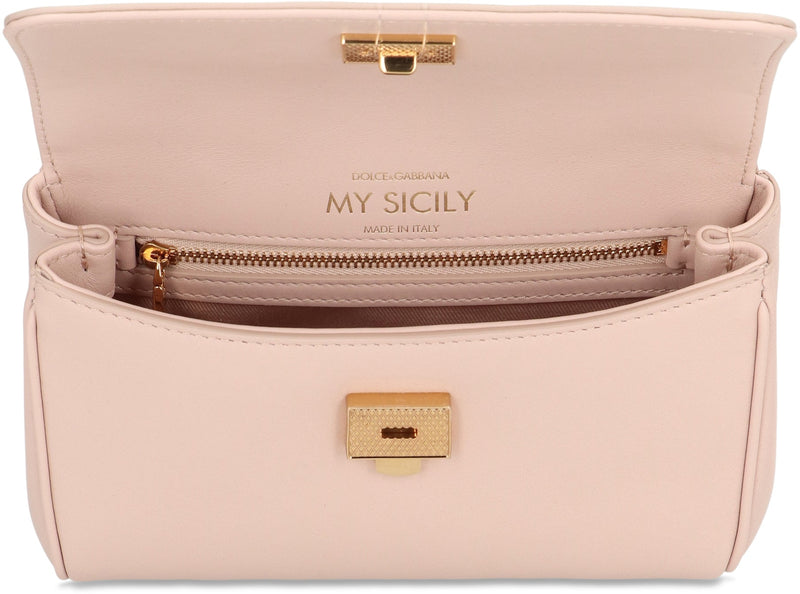 Dolce & Gabbana My Sicily Top Handle Bag — Pink Calf