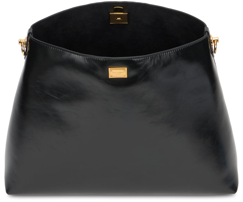Dolce & Gabbana Smooth Calfskin Shoulder Bag — Black