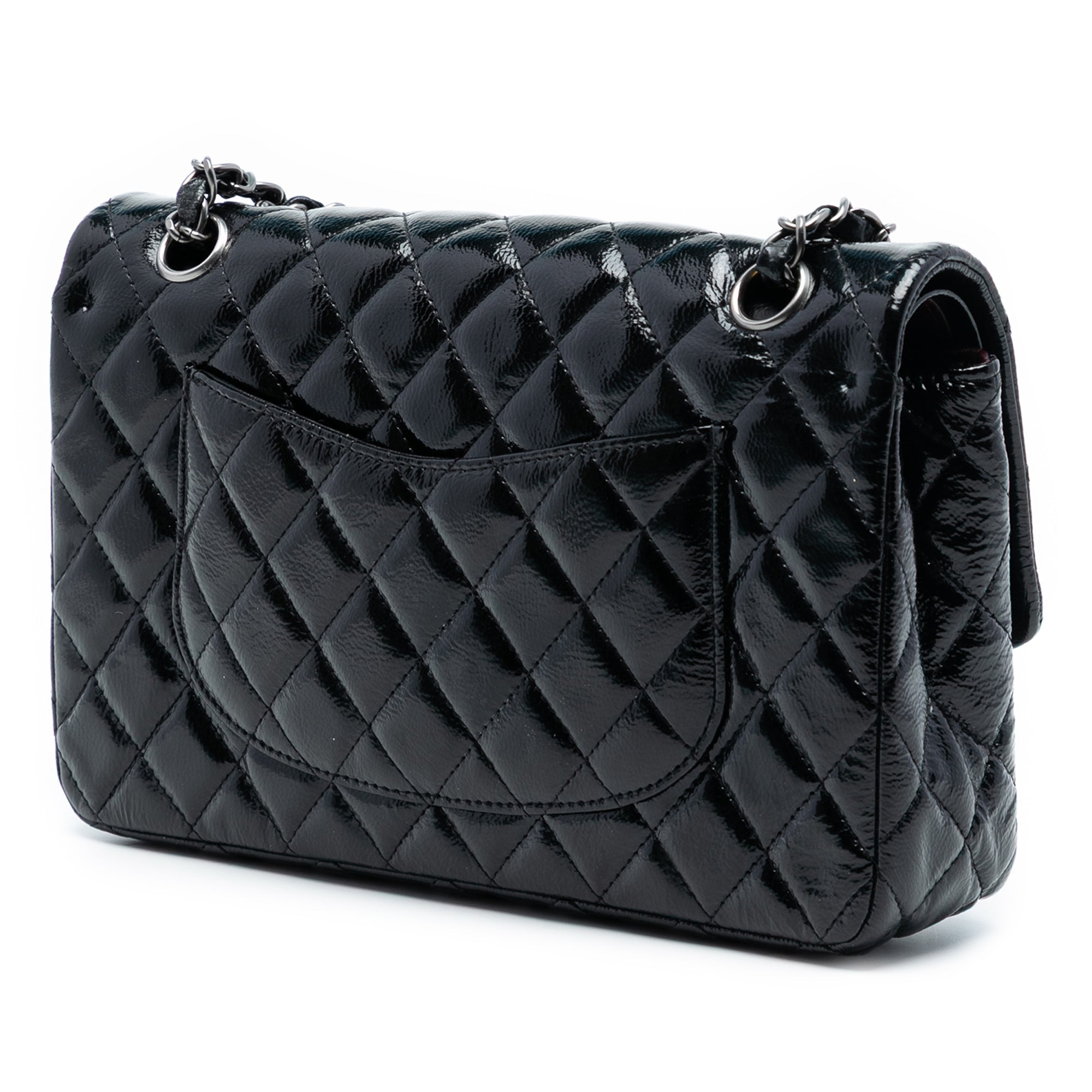 Medium Classic Distressed Patent Double Flap - Image 2
