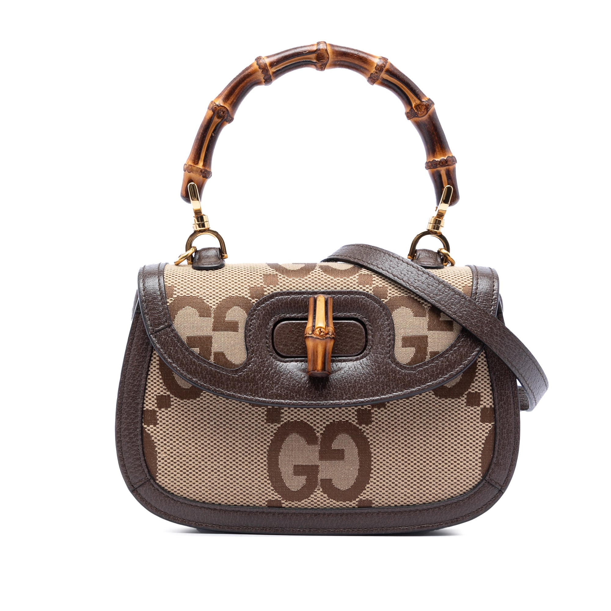 Small Jumbo GG Canvas Bamboo 1947 Top Handle Bag - Image 1