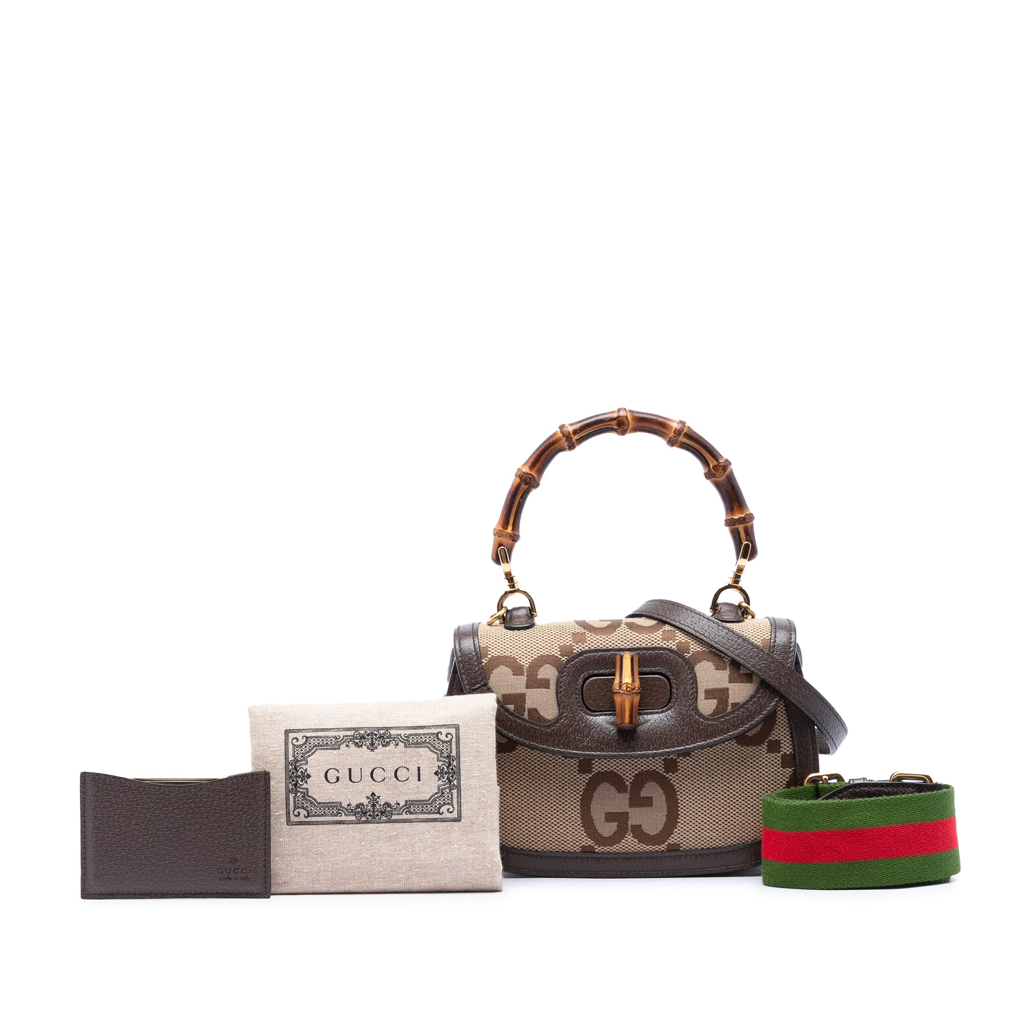 Small Jumbo GG Canvas Bamboo 1947 Top Handle Bag - Image 6