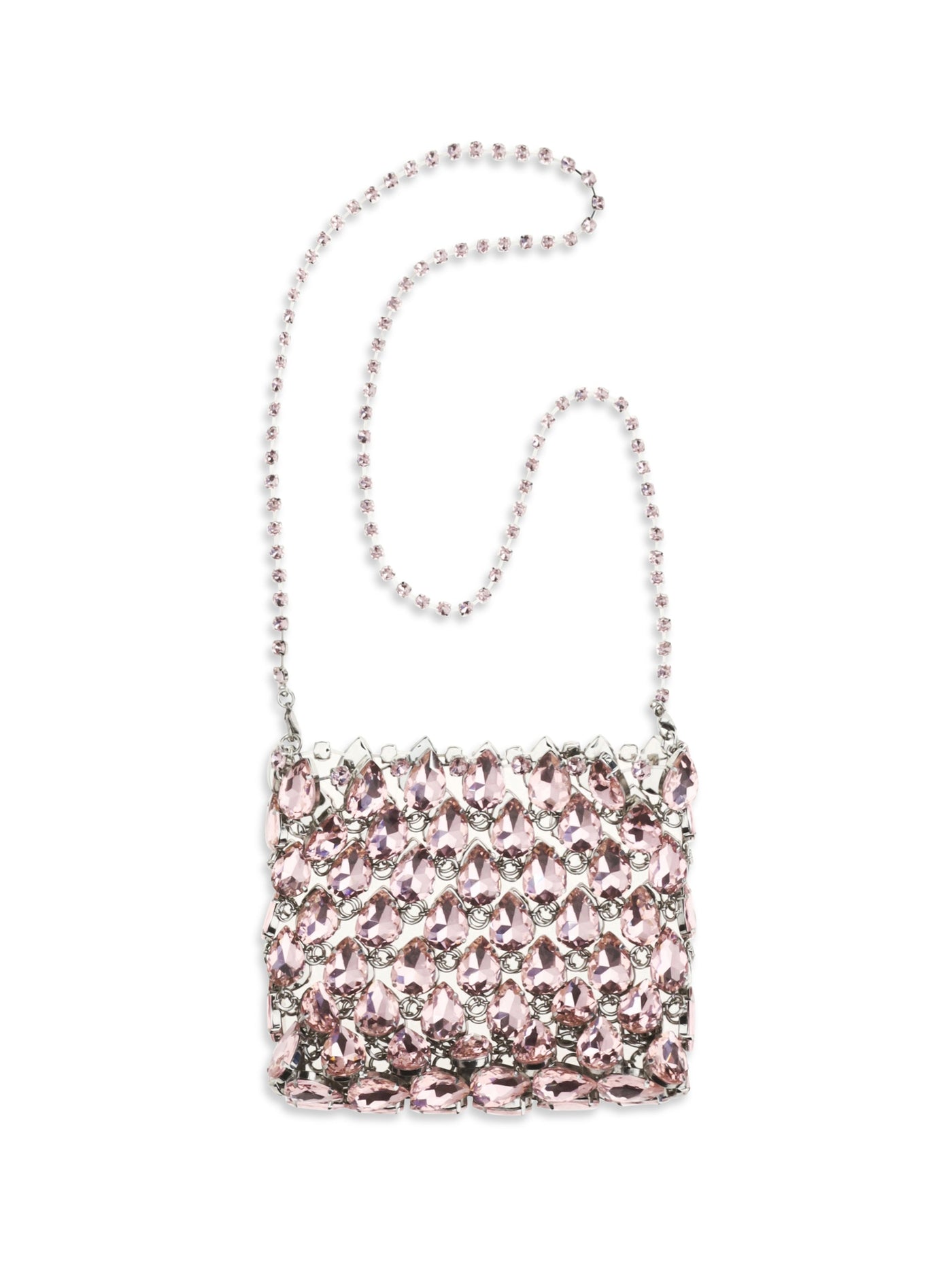 Self-Portrait Crystal Mesh Shoulder Bag — Pink Polyester