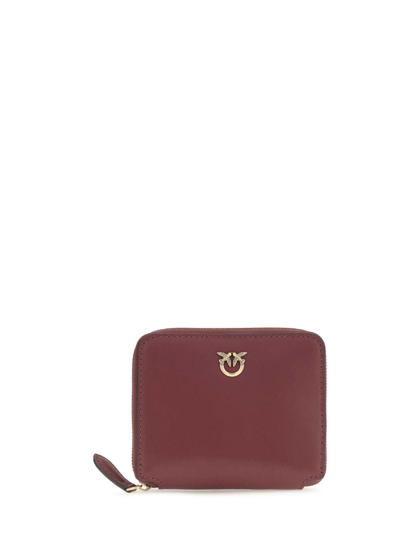 Pinko Leather Zip-Around Wallet — Red Calf Bos Taurus