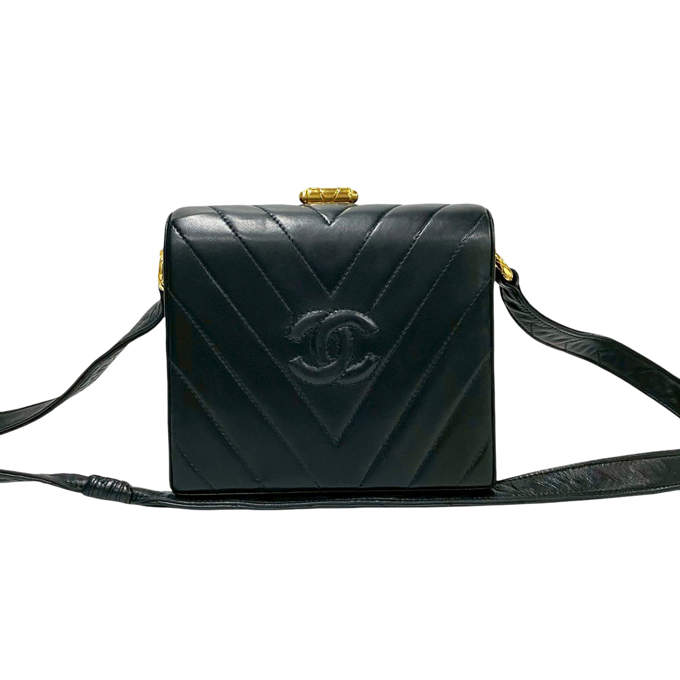 CC Chevron Lambskin Box Crossbody - Image 1