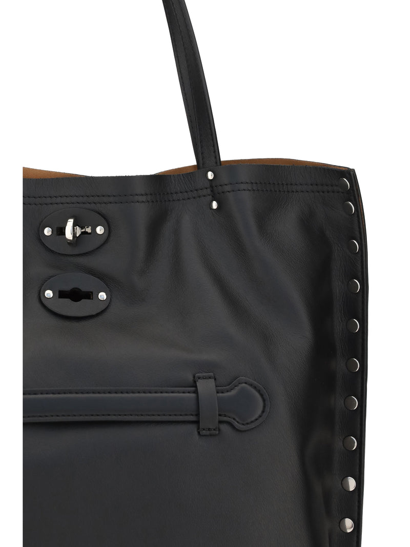 Zanellato Saeta Shoulder Bag — Black Calf Leather Bos Taurus