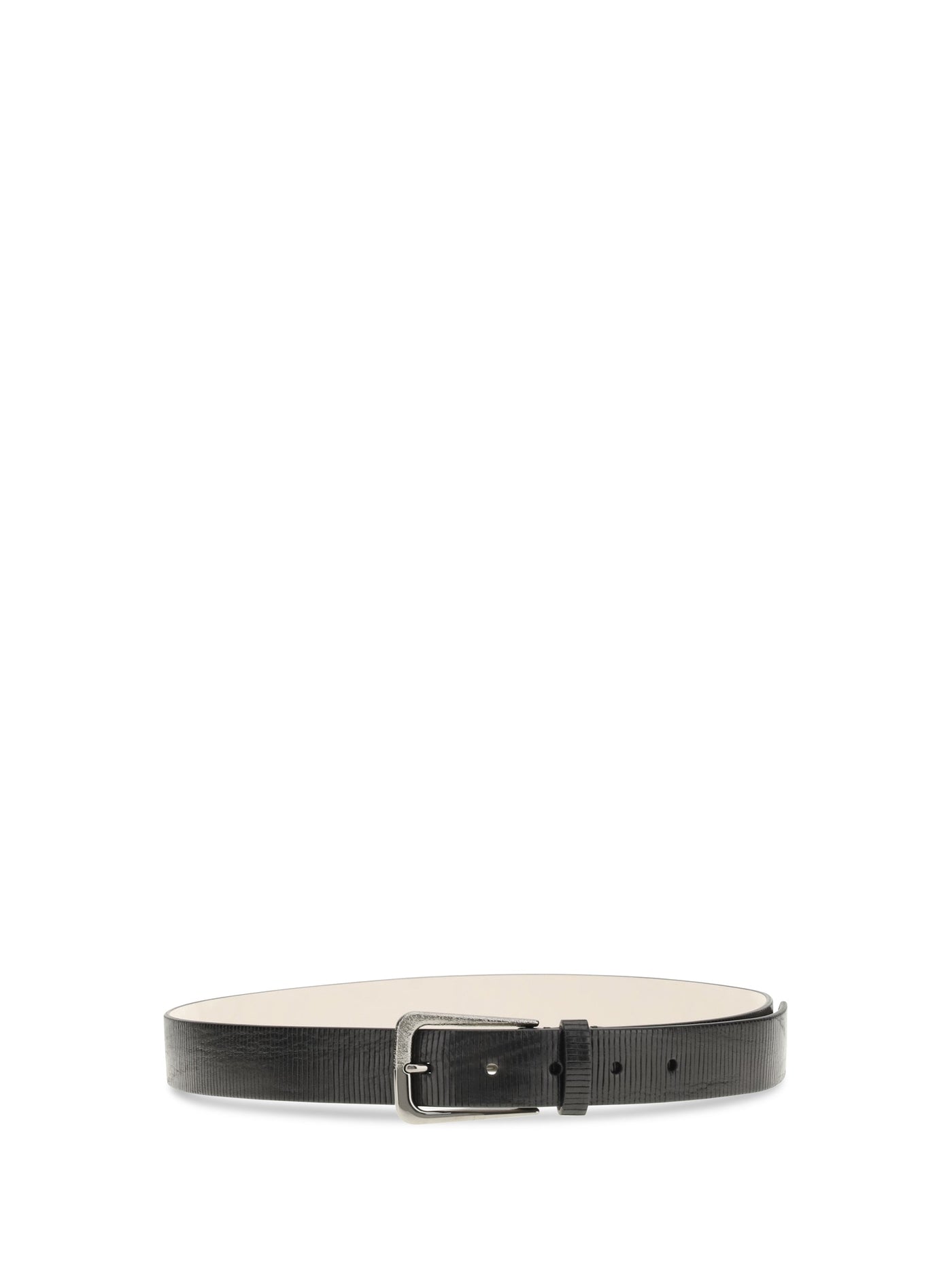 Brunello Cucinelli Hand-Carved Calf Leather Belt — Black