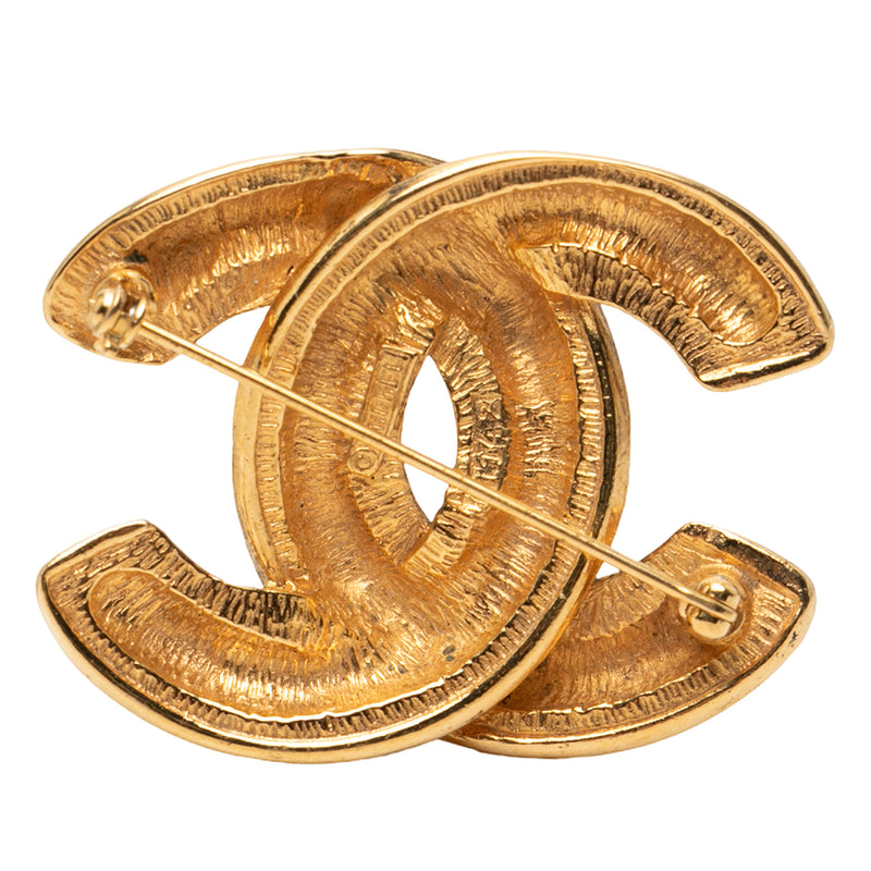Gold Plated CC Quilted Brooch - Image 2