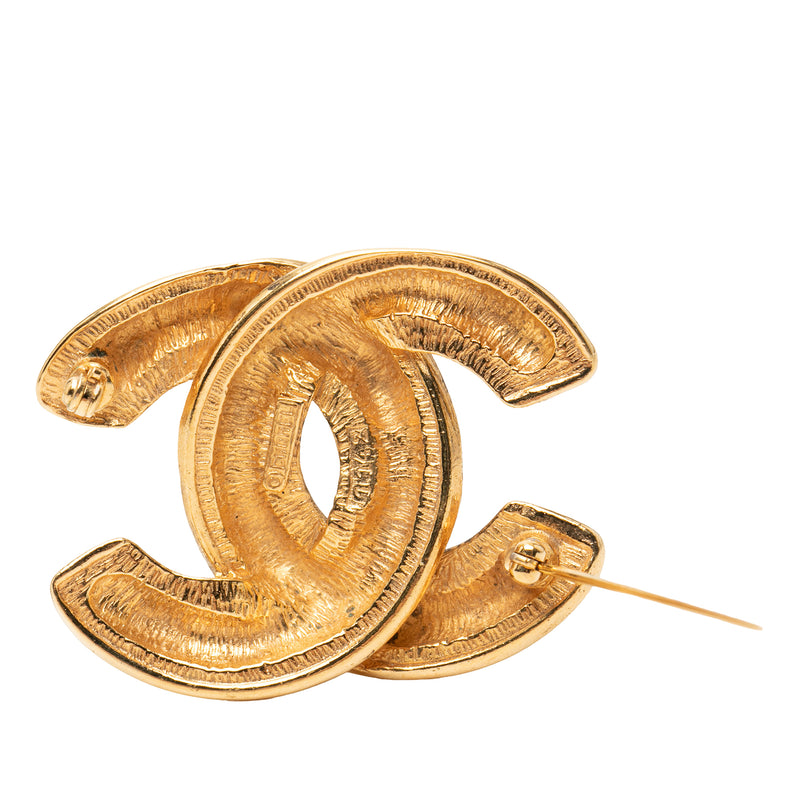 Gold Plated CC Quilted Brooch - Image 3