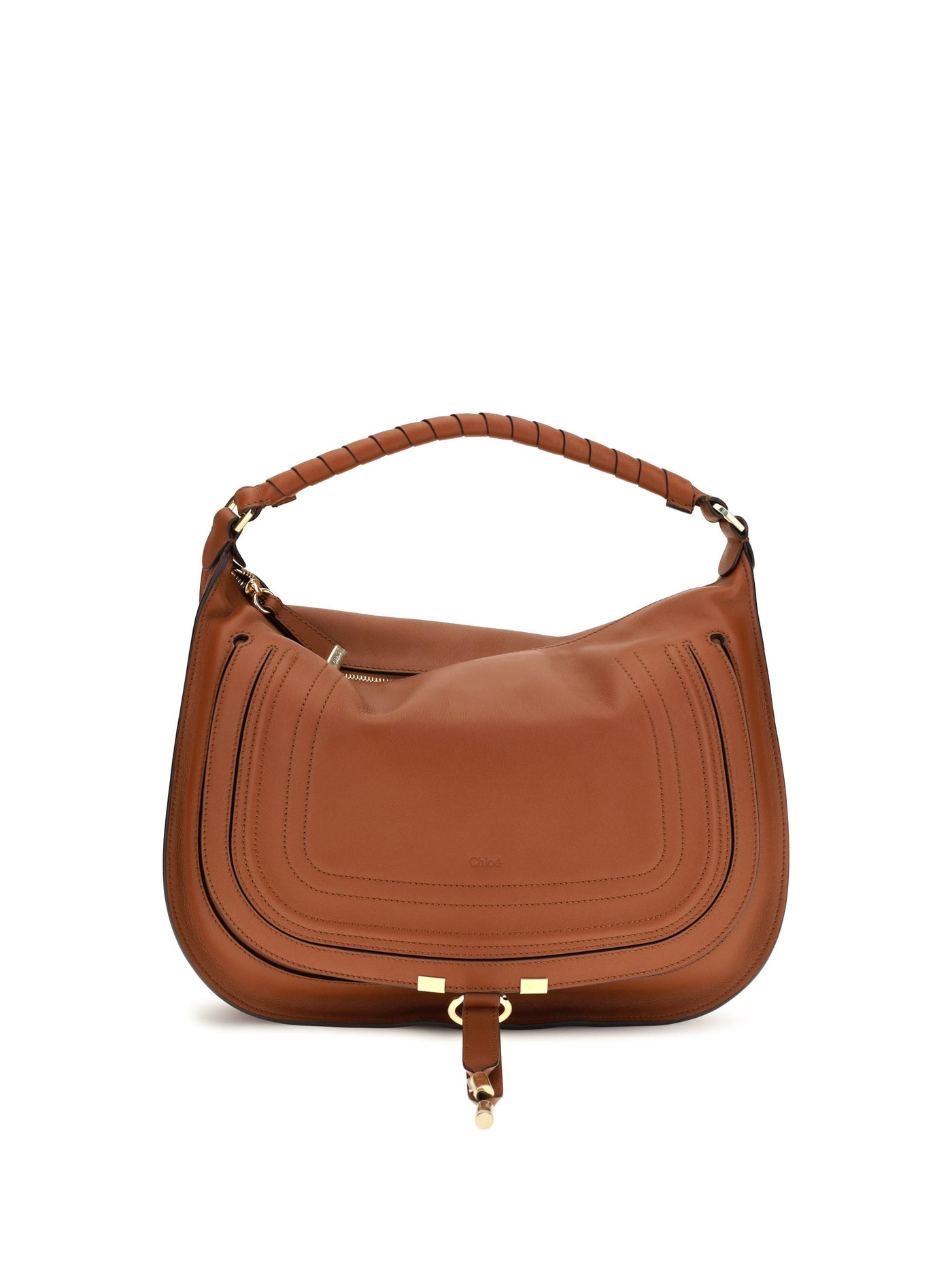 Chloé Marcie Shoulder Bag — Brown Calf Leather Bos Taurus