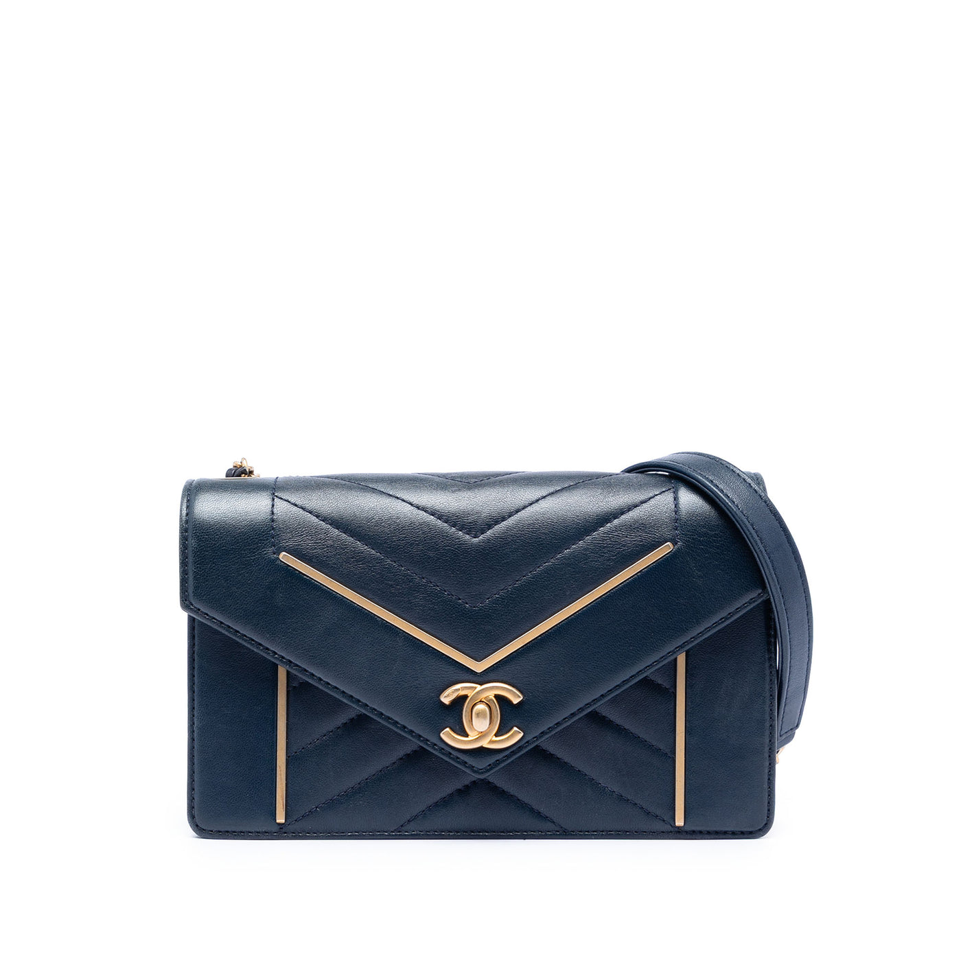Small Reversed Chevron Lambskin Flap - Image 1