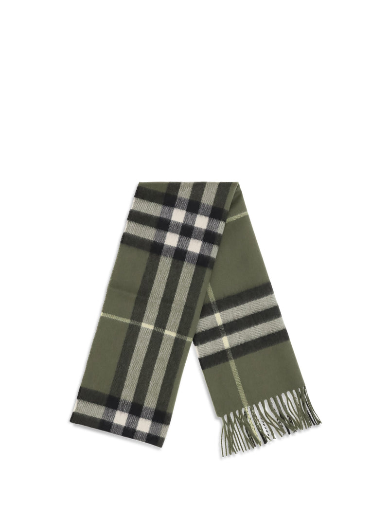 Burberry Check Cashmere Scarf — Green Kashmir/capra Hircus Scarfs