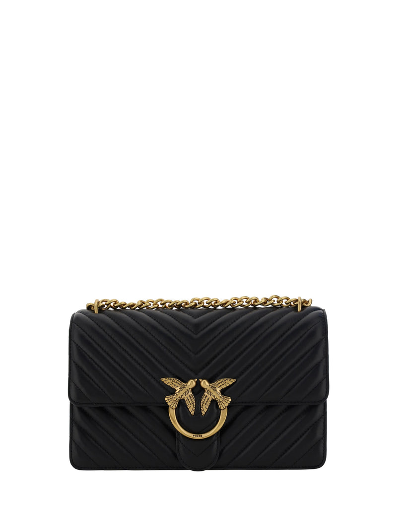 Pinko Love Shoulder Bag — Black Calf Leather