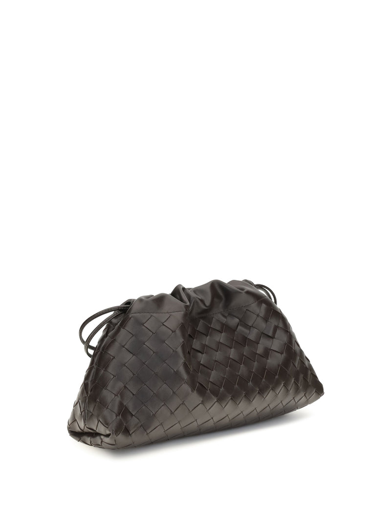 Bottega Veneta Woven Leather Drawstring Wallet — Black Calf & Purses