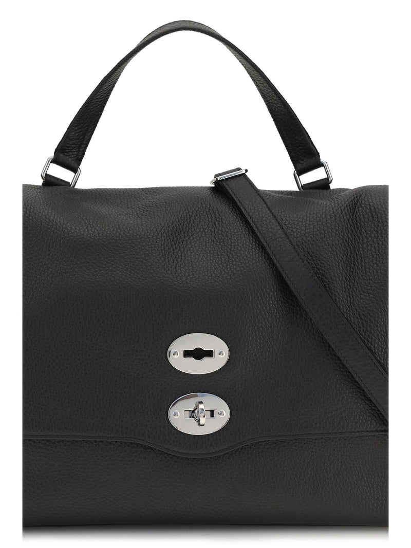 Zanellato Postina Top Handle Bag — Black Calf Leather Bos Taurus