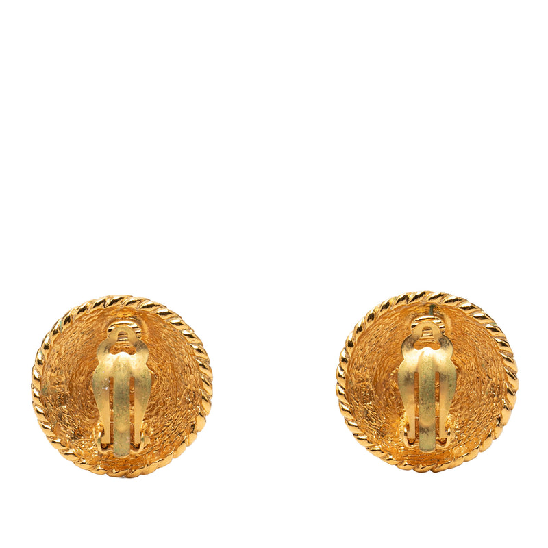 CC Gold Plated Round Clip On Earrings - Image 2