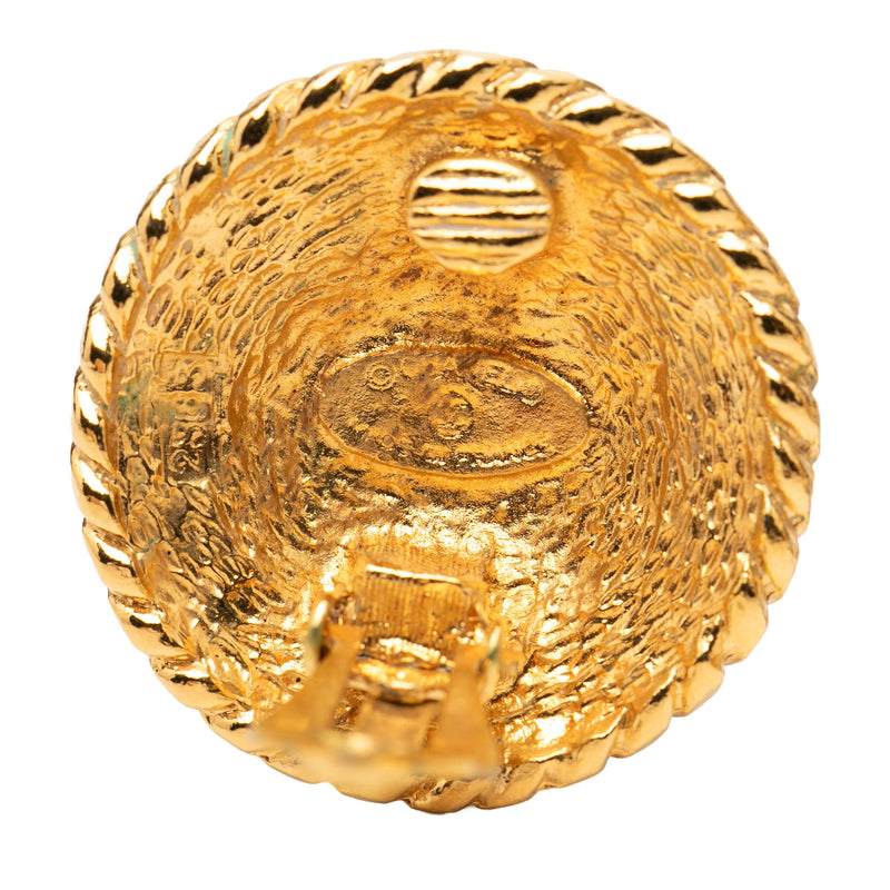 CC Gold Plated Round Clip On Earrings - Image 3