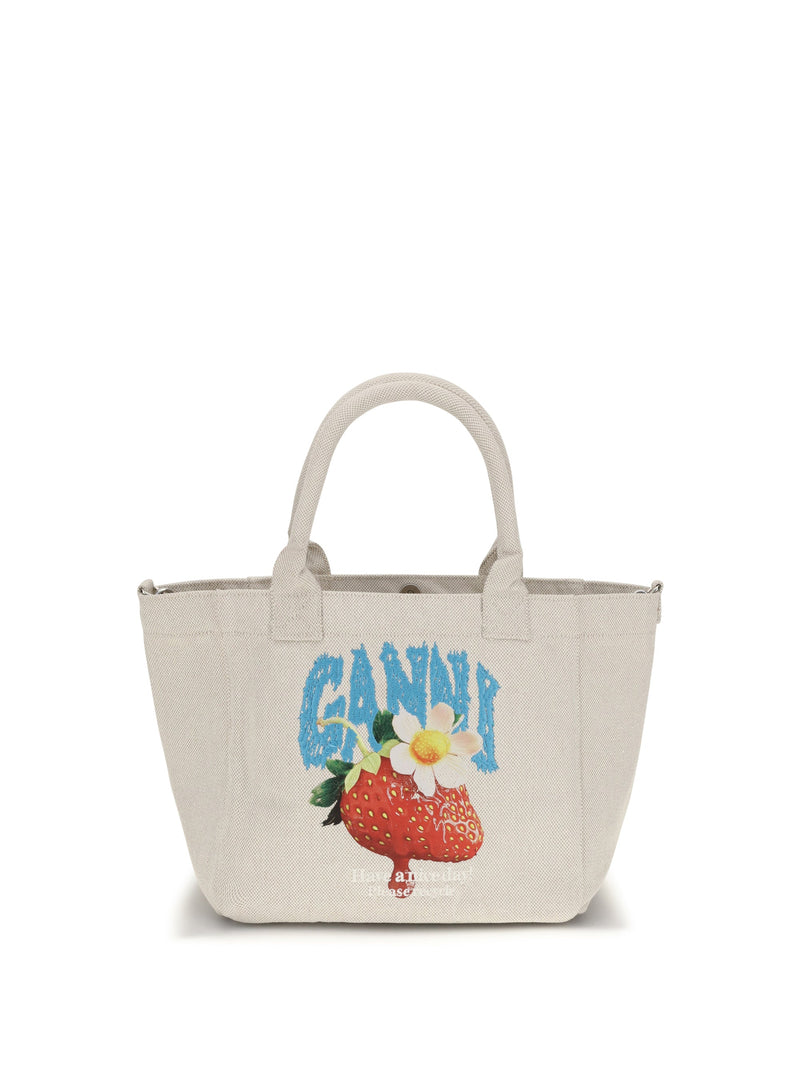 Ganni Easy Shoulder Bag — Beige Polyester