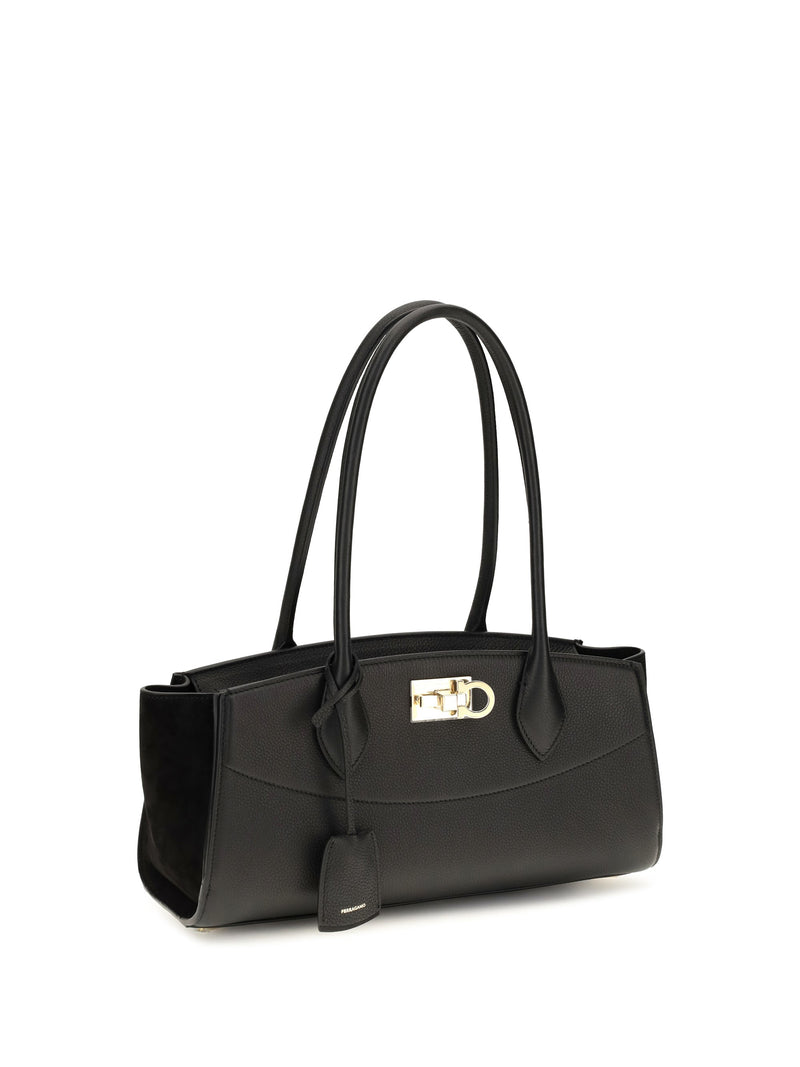 Ferragamo Studio Shoulder Bag — Black Calf Leather Bos Taurus