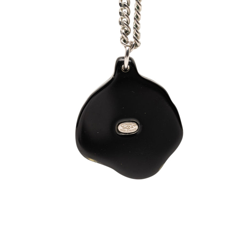 Brass Camellia Resin Strass Pendant Necklace - Image 2