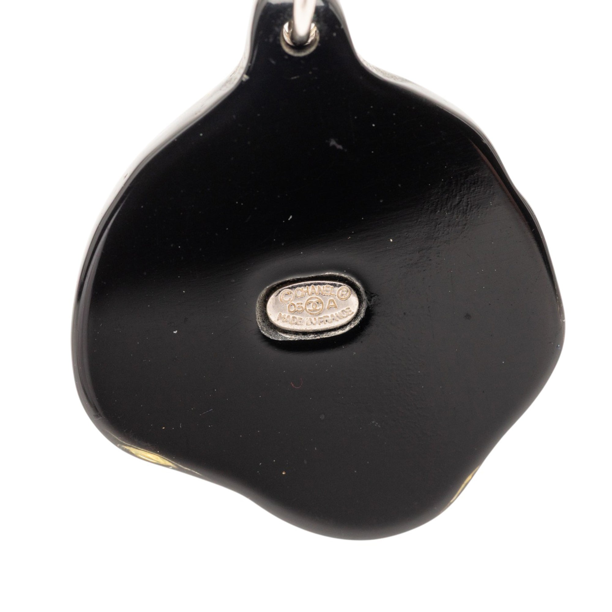 Brass Camellia Resin Strass Pendant Necklace - Image 3