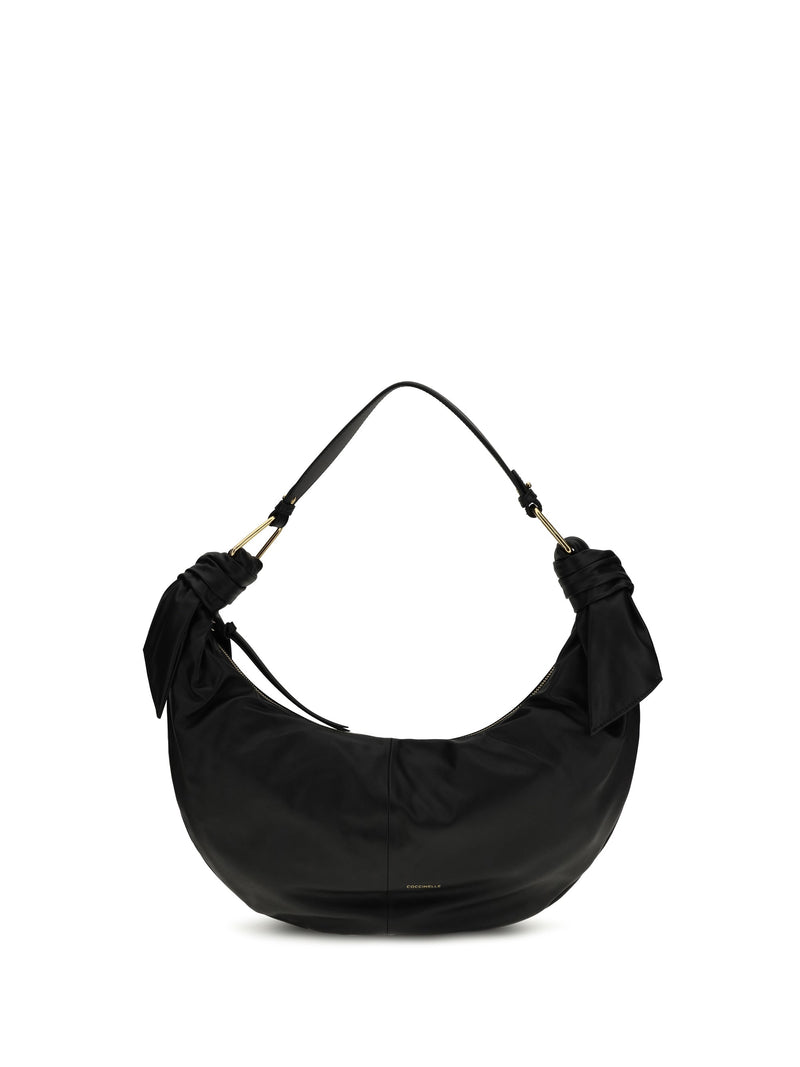 Coccinelle Furoshiki Shoulder Bag — Black Calf Leather