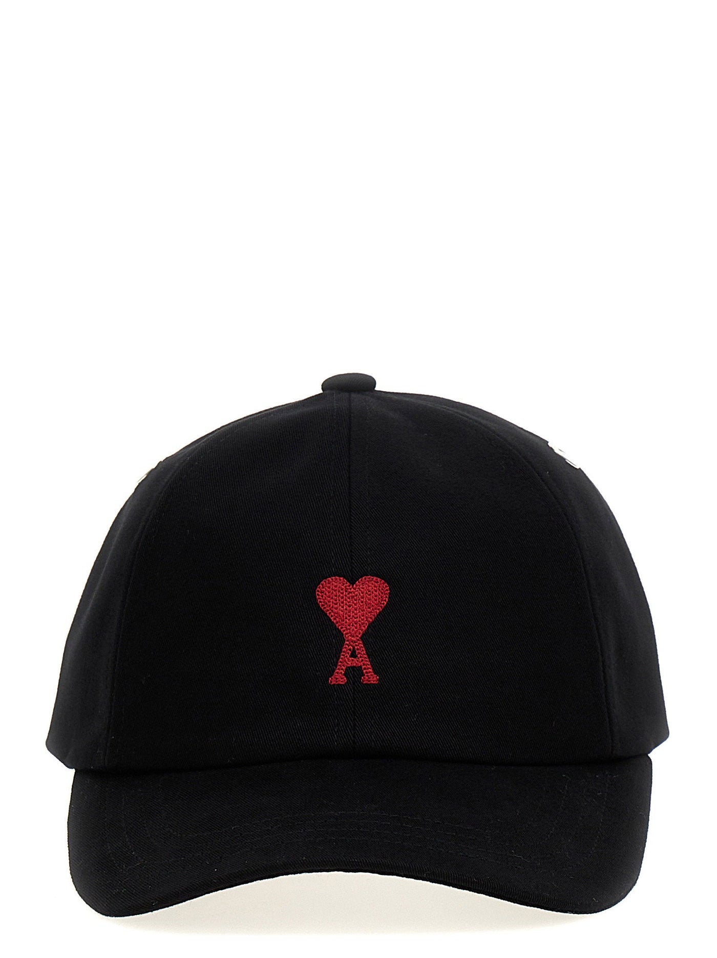 Ami Paris Logo-Embroidered Cotton Baseball Cap — Black Caps