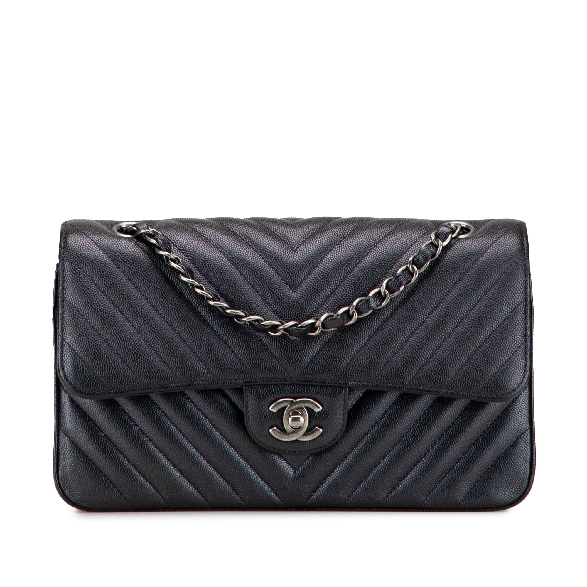 Medium Classic Chevron Caviar Double Flap - Image 1