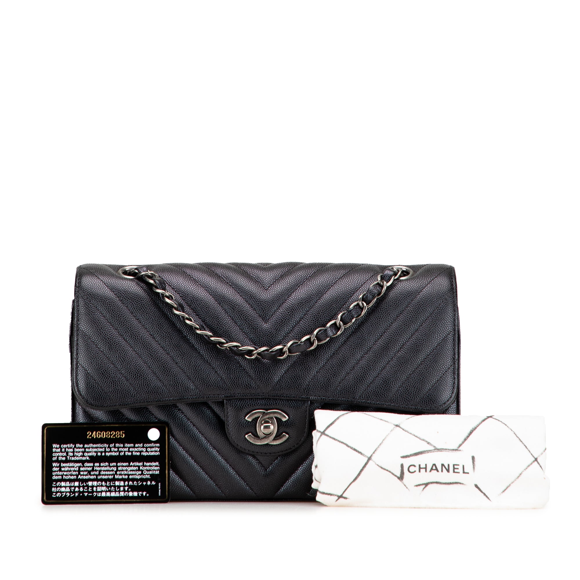 Medium Classic Chevron Caviar Double Flap - Image 10