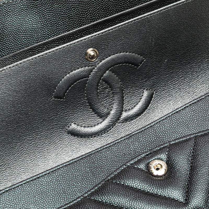 Medium Classic Chevron Caviar Double Flap - Image 8