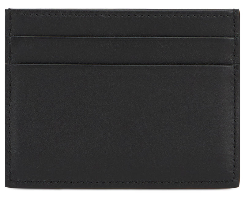 Dolce & Gabbana Gold-Logo Calfskin Card Case — Black Wallets Purses