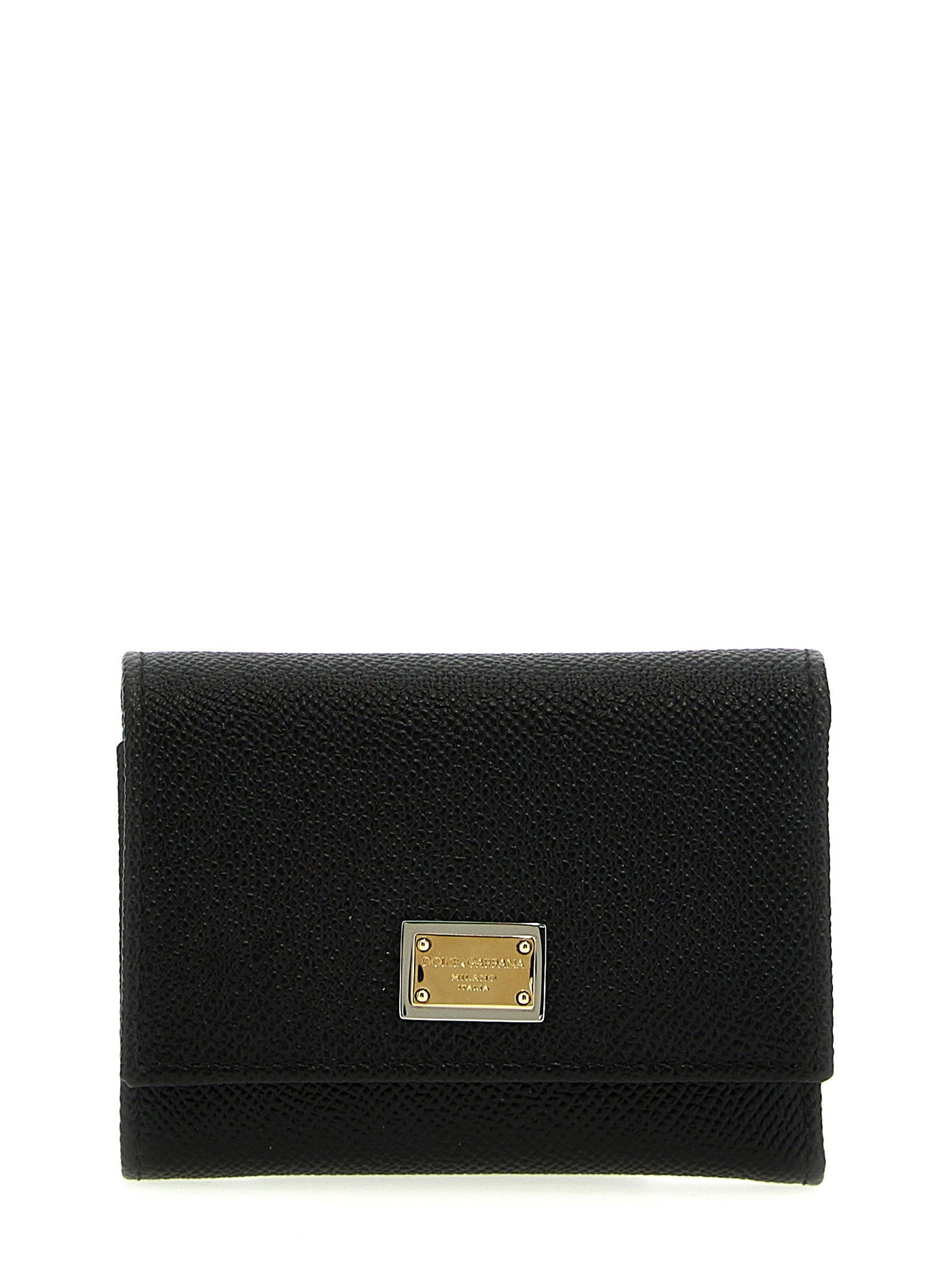Dolce & Gabbana Dauphine Leather French Flap Wallet — Black