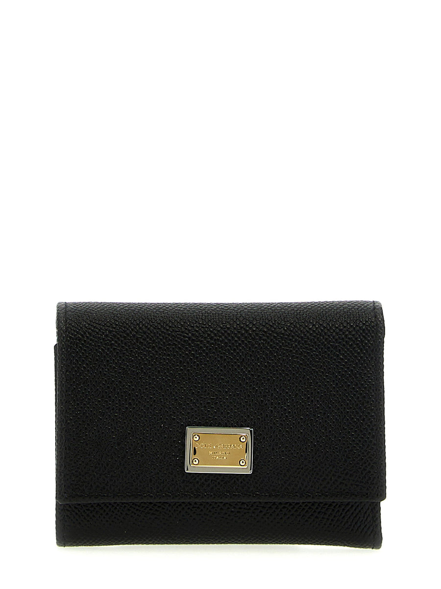 Dolce & Gabbana Dauphine Leather French Flap Wallet — Black