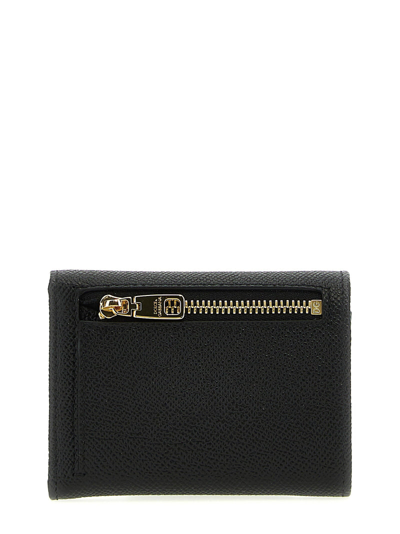 Dolce & Gabbana Dauphine Leather French Flap Wallet — Black