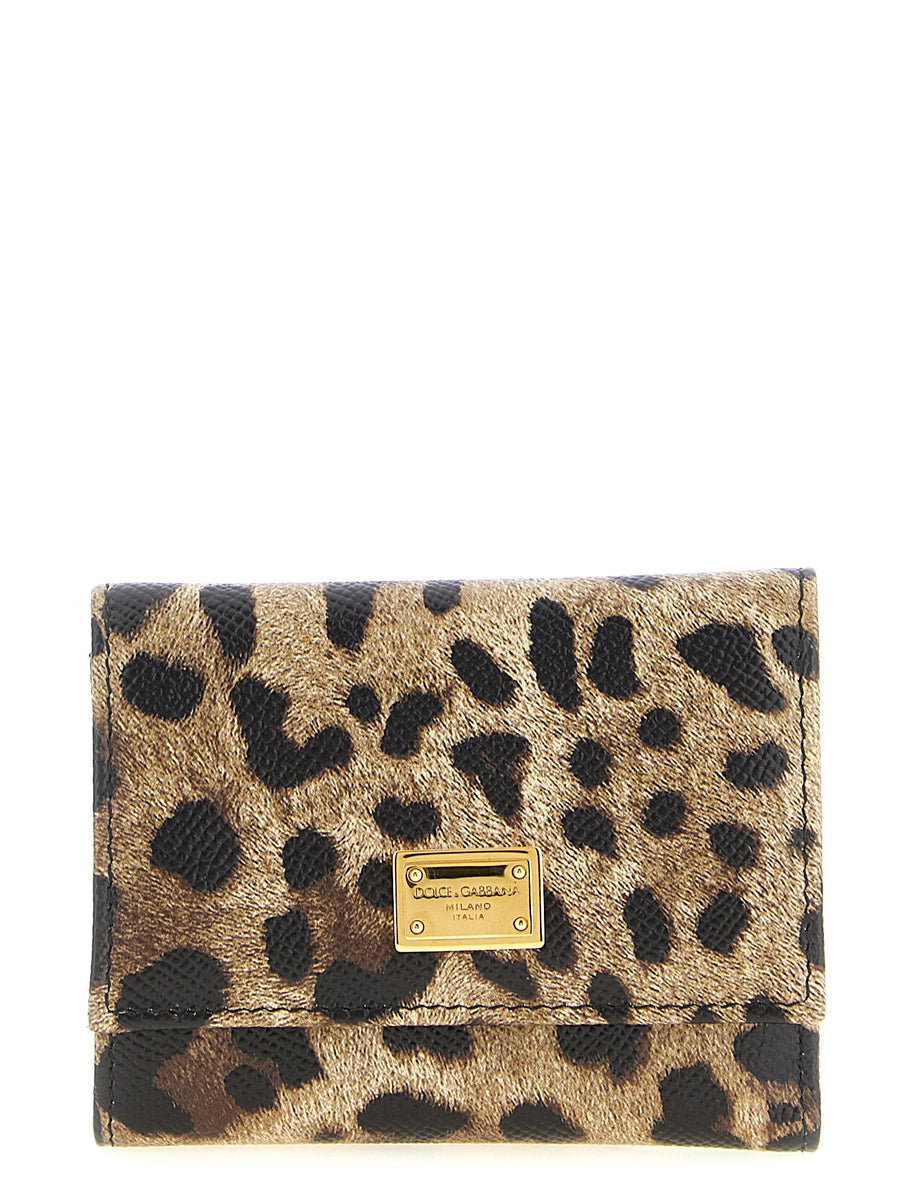 Dolce & Gabbana Leopard-Print Calf Hair Wallet — Tan