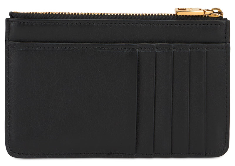 Dolce & Gabbana Calfskin With Zip Closure Card Case — Black Wallets Cardholders