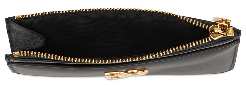 Dolce & Gabbana Calfskin With Zip Closure Card Case — Black Wallets Cardholders