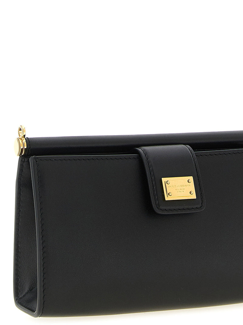 Dolce & Gabbana Smartphone Holder — Black Plongé Calf Leather Wallet