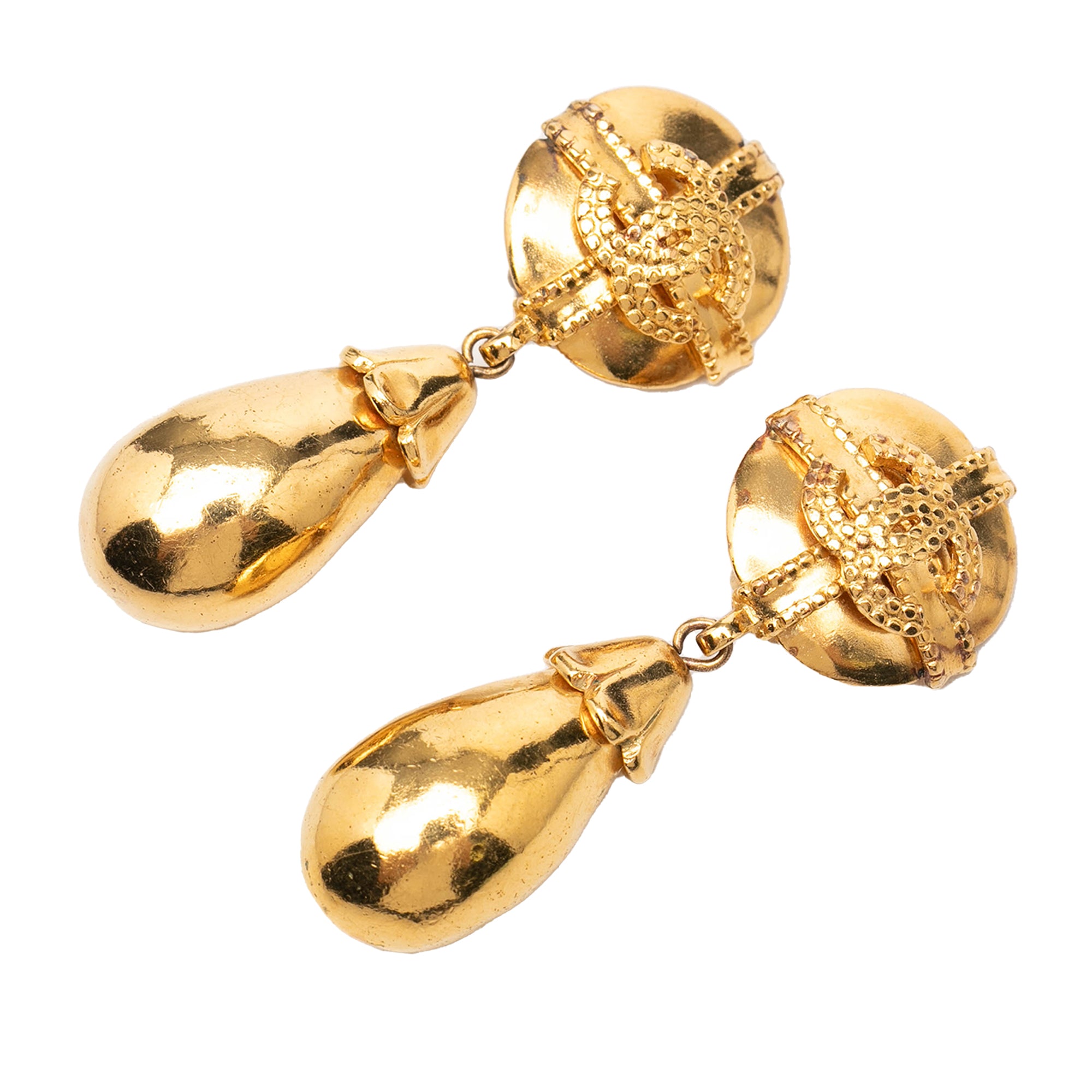 CC Gold Plated Dangle Clip On Earrings - Image 1
