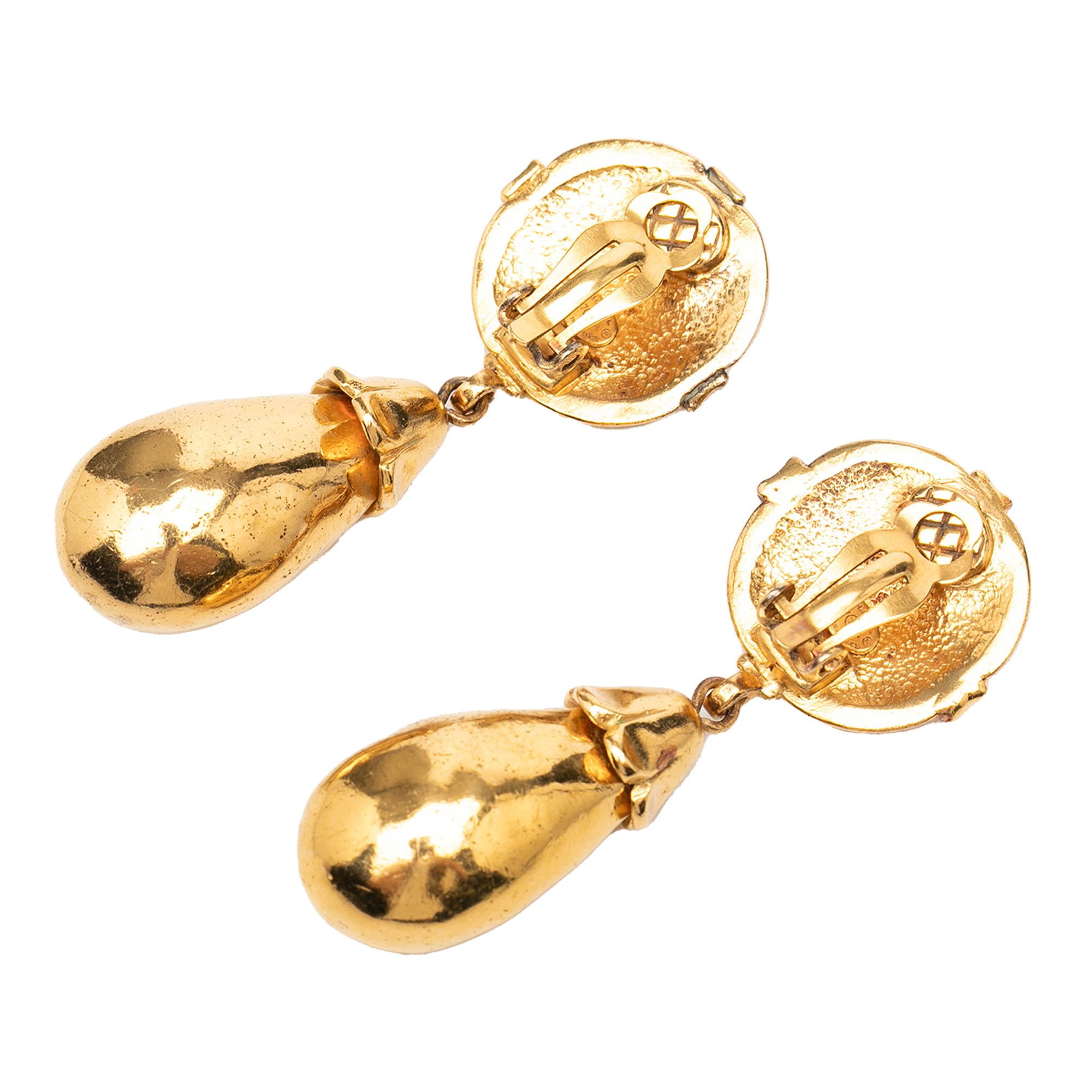 CC Gold Plated Dangle Clip On Earrings - Image 2