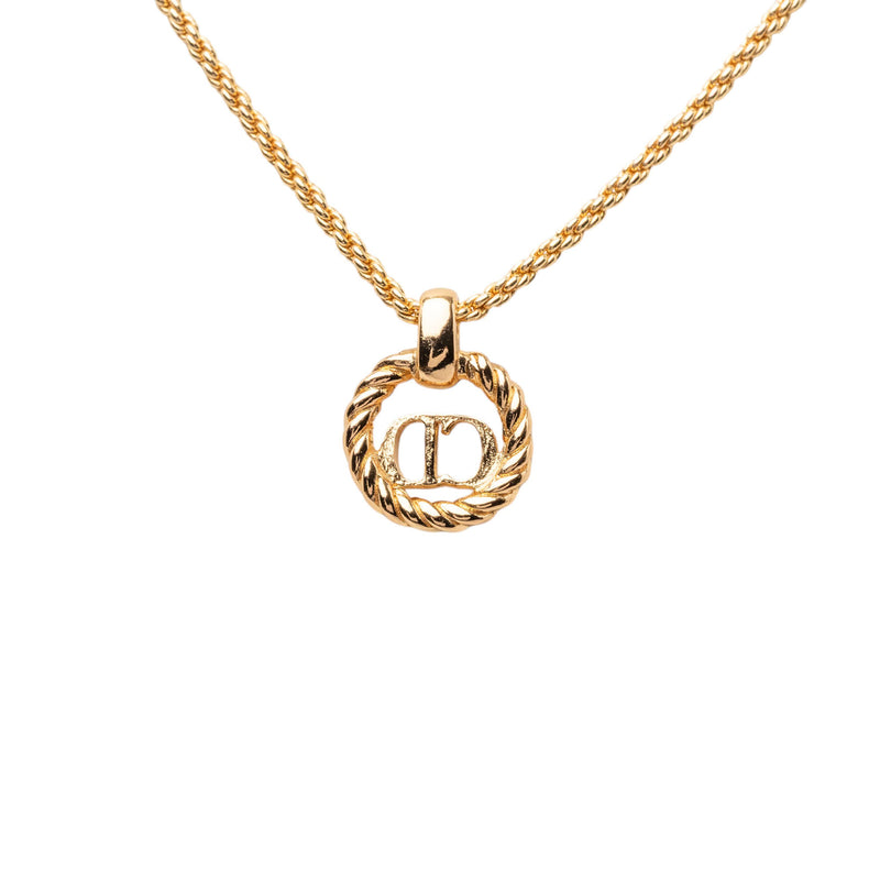 Gold Plated CD Logo Twisted Round Pendant Necklace - Image 3