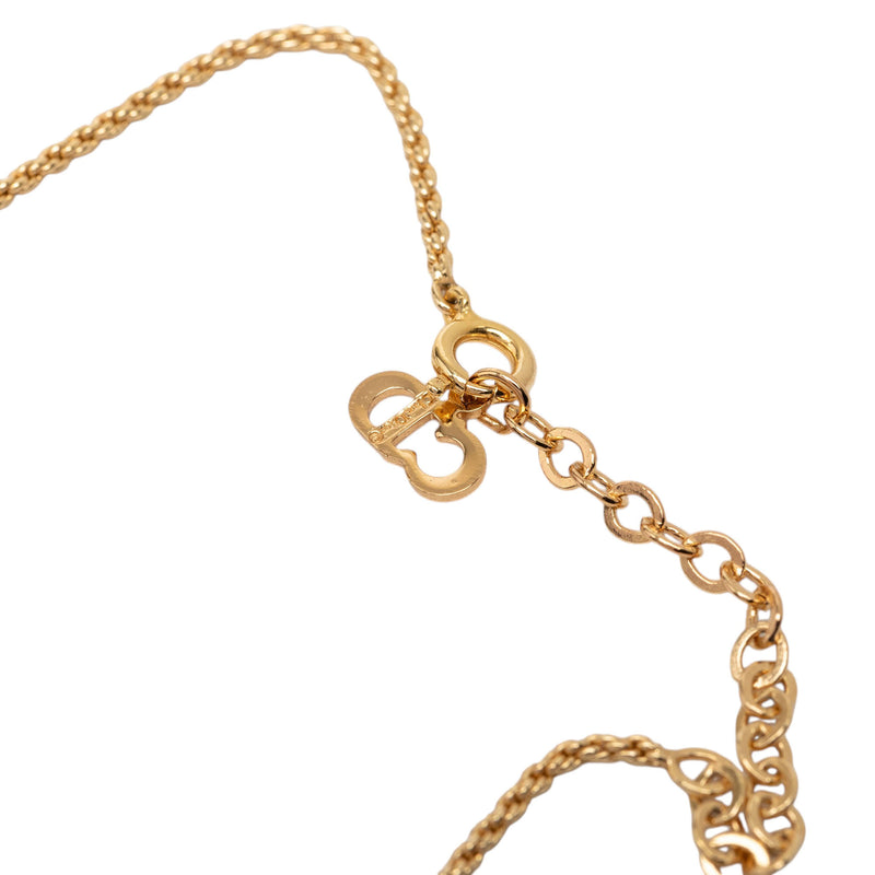 Gold Plated CD Logo Twisted Round Pendant Necklace - Image 4