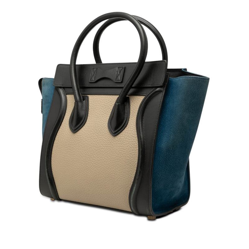 Micro Tricolor Calfskin and Nubuck Luggage Tote - Image 2
