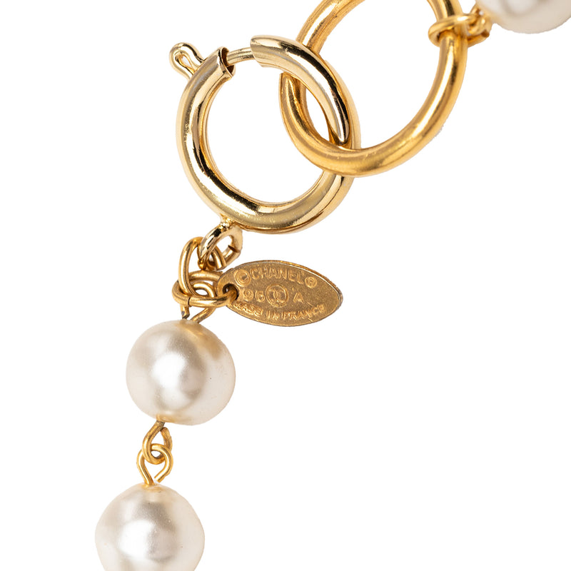 Gold Plated Faux Pearl Chain Necklace - Image 3
