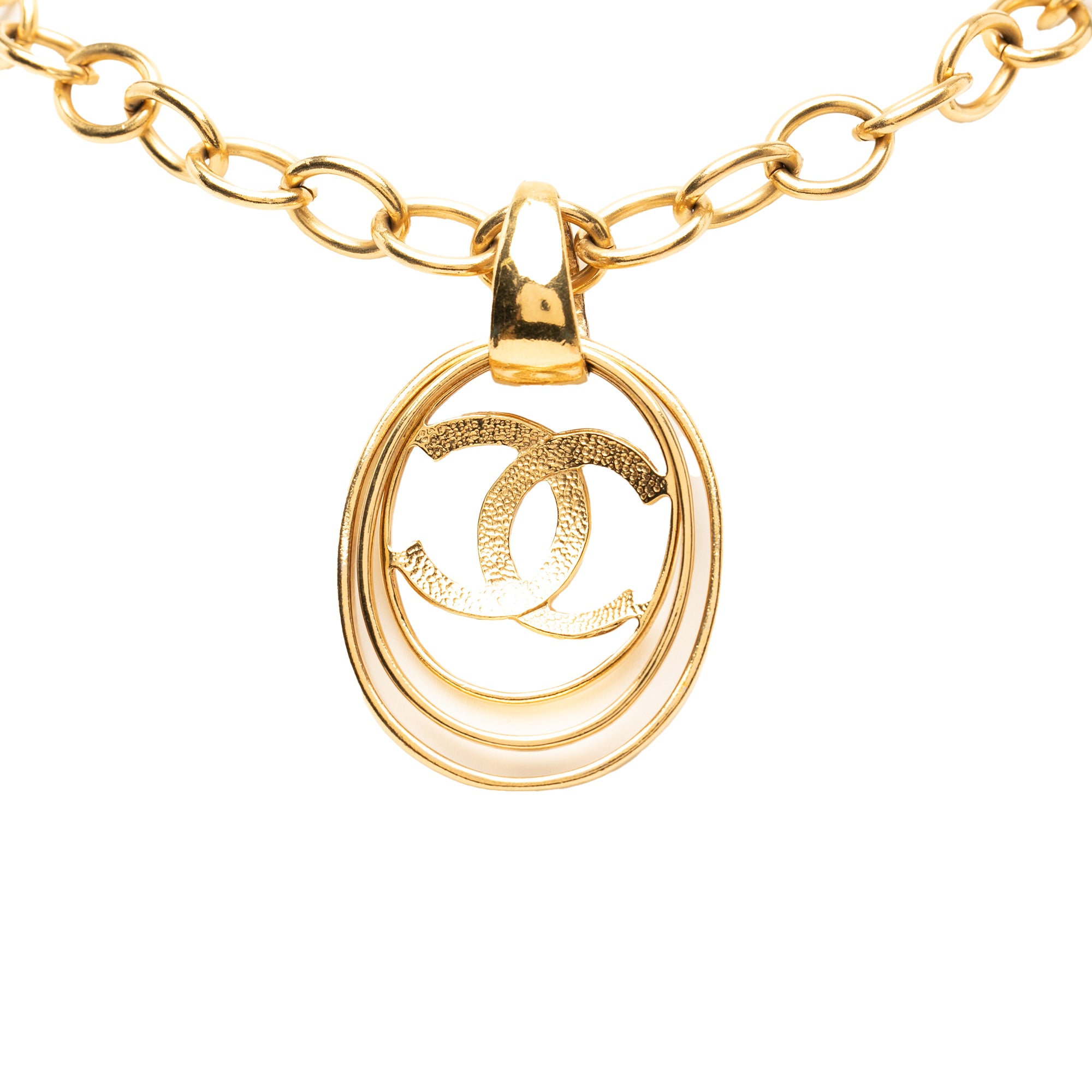 CC Gold Plated Oval Pendant Necklace - Image 2