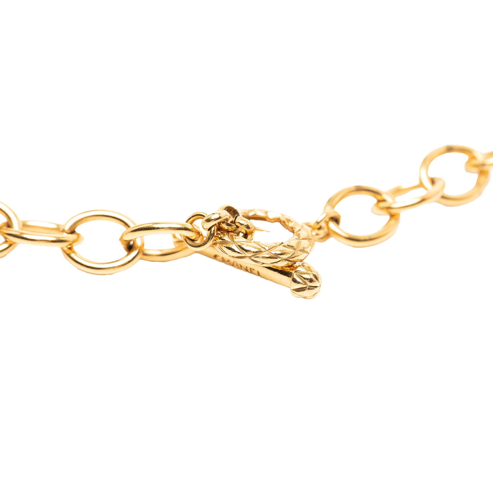 CC Gold Plated Oval Pendant Necklace - Image 5